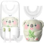 U Shaped Toothbrush Kids,Waterproof Auto Kids Electric Toothbrushes with 4 Brush Heads,Full Mouth 360-Degree Cleaning Automatic Toothbrush (2-7 Age Grey Koala)