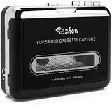 Reshow Cassette Player – Portable Tape Player Captures MP3 Audio Music via USB – Compatible with Laptops and Personal Computers – Convert Walkman Tape Cassettes to iPod Format (Black)