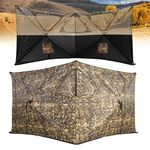 Lenotos 2-Panel Throwdown Ground - Low-Noise 1-2 Person Pop Up Ground Blind for Deer Duck Turkey, Lightweight Durable - Compact Easy - Ground Peg Included(Camo)-A-1006