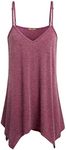 Miusey Cami Tunic Tank Tops for Women Ladies Handkerchief Hem Flowy Tops Summer Casual Spaghetti Strap Dressy Camisoles Tank Loose Fit Tank Tops Red 2XL