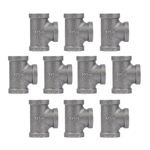 1/2" Tee Fitting, PIPE DECOR Black Malleable Iron Fittings Fit Standard 1/2 Inch Pipes, Nipples and Fittings, Regular Plumbing Applications and Vintage DIY Furniture, 10 Pack