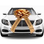 Geosar 20 Inch Big Car Bow Congratulations Class of 2024 Giant Bow for Car Decoration Gold Pull Bow Ribbon Gold Large Wrapping Car Bow Graduation Ornament for Graduate Birthday Party Car Decoration