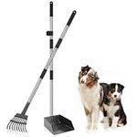 Bamda Dog Pooper Scooper, 106cm Pooper Scooper with Adjustable Long Handle, Durable Metal Rake&Tray for Large Medium Small Dogs, Poop Scooper for Lawns, Grass, Dirt, Gravel - 2Pack