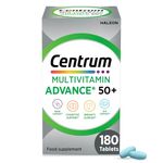 Centrum Advance 50+ Tablets Multivitamin & Mineral Supplements, with 24 essential nutrients, including vitamin D, C, Zinc, 180 ct (Packaging May Vary)