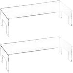 Frcctre 2 Pack Clear Acrylic Display Risers, 12"x5"x3.3" Thick Acrylic Display Stand Showcase Fixtures for Jewelry, Acrylic Display Shelf for Dessert Cupcake Candy Toys Figures Cosmetics - 5mm