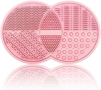 Makeup Brush Cleaning Mat, Silicone Makeup Brush Scrubber, Makeup Brush Cleaner Pad, Cosmetic Brush Cleaner, Brush Cleaning Pad, Suitable for Makeup Brush, Makeup Sponge, Powder Puff (Pink)