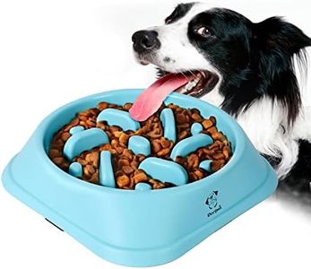 Decyam Comedero Perro, Antideslizante Alimentacion Plato alimentador Tazon Comedero para Mascotas Bebedero Cuenco Bol Recipiente (S/M, Azul Flower)