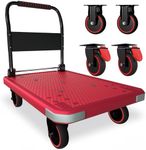 WUD Foldable Hand-Push Platform Truck with Brake, 360-Degree Swivel Wheels, 35.4”L x 23.6”W, 880 lb Load Capacity, Suitable for Luggage, Travel, Moving, Shopping, Office, Home Garden,Pink