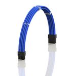 LINKUP - AVA 30cm PCI-E 8 Pin (6+2) GPU PSU Power Supply Braided Sleeved Custom Mod PC Extension Cable w/Combs┃Strong & Stiff Design┃Single Pack┃300mm - Blue -