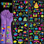 Glow in The Dark Temporary Tattoo 83 Styles UV Blacklight Neon Fluorescence Rave Cake Balloon Birthday Party Favors Supplies Face Body Fake Tattoo Stickers Makeup Waterproof for Women Men Adults