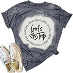 Girls Trip Shirts for Women Great Memories Great Times Great Friends Creat Laughs Vacation Tshirt Summer Hiking Tee, Bleached Black, Medium