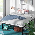 Zinus Van Double Bed frame - Bed 135x190 cm - 41 cm Height with Underbed storage - Metal Platform Bed frame with Steel slat support - Black