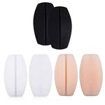 GLAMORAS® Women's Soft Silicone Bra Strap Cushions Holder Comfortable Non-Slip Shoulder Pads for Pain Relief, 3 Pair, Black/White/Skin