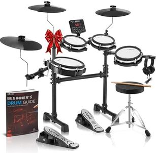 AKLOT B-CORE530 Electric Drum Set: Dual-Zone Quiet Mesh Drum Pads, 10’’ Dual-Trigger Cymbals, Height-Adjustable Rack, 360 Sounds, USB MIDI, Lesson Book, Throne, Sticks, Headphones