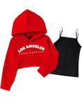 Arshiner Girls Cropped Sweatshirt Long Sleeve Shirts Crop Tops for Teens Kids Hoodies Red Christmas Top Girls Sweatshirts Size 10-12