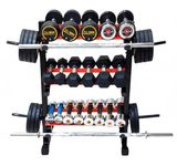 Protoner 3 in 1 Dumbbell Rack, Plate Stand and Bar Holder, Multi-Tier Weight Storage Organizer (Black & Red)