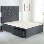 ComfoRest | Luxurious 5FT King Size Bed with Sturdy King Size Bed Frame | Elegant Bed Frame King Size with 54-Inch Headboard and 2 Footend Drawer for Practical Bedroom Storage (Slate Grey Naples)