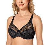 Delimira Women's Minimizer Lace Full Coverage Non Padded Underwire Plus Size Bra Secret Rose 34DD