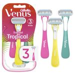 Gillette Venus Tropical Disposable Razors for Women, Designed for a Smooth Shave, Tropical Fragrance Scented Handles, 3 Count