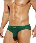 Arjen Kroos Men's Sexy Low Rise Underwear Breathable Mesh Briefs,Army GREEN-AK2167,Large