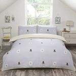 Bee Kind Grey Piped Edge Reversible Duvet Cover Set (Double)