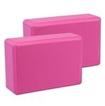 EXERZ Yoga Blocks 2pcs Gym Bricks High Density EVA Foam -Comfortable Fitness Yoga Bricks, Anti-Slip, Lightweight and Travel Friendly Pilates Practice (Pink)