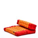 Leewadee Foldable Floor Mattress – 2 in 1 Floor Meditation Mat for Yoga and Relaxation, Seating Futon with Kapok, 50 x 70 cm, Orange Red