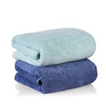 Sellsworld Microfiber Large Bath Towel | Quick Dry Super Absorbent - Bath Towel for Men and Women | Towel for Bath, Travel, Gym, Beach, Pool, and Yoga (70 X 140 CMs) (Blue/Green)