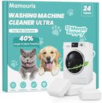 Mamouris Washing Machine Cleaner Tablets: 40% Stronger Cleaning Power, Formulated for Pet Owners, Deep Cleaning Tablets For HE, Front Loader & Top Load Washer, Removes Pet Hair, Odors, 24 Pack, 15G