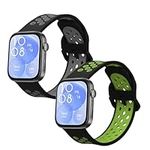 kwmobile Straps Compatible with Huawei Watch Fit 3 / Fit 4 Straps - 2X Replacement Silicone Watch Bands - Black/Grey/Black/Green