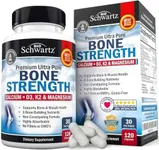 Bone Strength Calcium Supplement - With Calcium, Vitamin D3, K2, C, Magnesium, Zinc - 8 Bone-Building Nutrients, High Absorption, Non-Constipating Formula - 120 Veggie Capsules for Optimal Bone Health