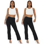 Ladies Stretch Trousers Pack of 2 Bootleg Stretch Trousers Black Size 8-26 (16, Black (Regular Inside Leg 29''))