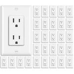 [30 Pack] BESTTEN 15 Amp Decorator Electrical Wall Receptacle Outlet, Non-Tamper-Resistant, 15A/125V/1875W, Decorative Wallplate Included, for Residential and Commercial Use, cUL Listed, White