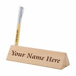 CrownLit Personalised Desk Name Plate with Wooden Pen