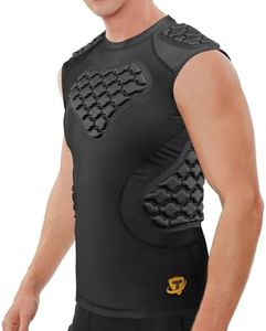 DGQY Men's Padded Compression Vest – Football Baseball Chest Protector with EVA Foam, Rib & Back Protection for Rugby, Basketball, Lacrosse, Paintball Youth Adult Sizes | Breathable Impact Dispersion