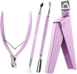 Melodysusie Acrylic Nail Clippers 4 in 1 Set, Adjustable Stainless Steel Nail Clippers for Acrylic Nails Tips, Professional Cuticle Nipper Cutter Cuticle Pusher Remover, Pink