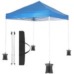 Telescoping Slant Leg Outdoor Heavy Duty Pop Up Canopy Tent 10x10, Portable & Waterproof Pop Up Gazebo, Ez Up Canopy for Party, Camping, BBQ, Yard, Beach, Blue