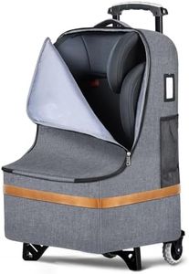 Tonyeee Padded Car Seat Travel Bag for Airplane with Wheels, Heavy Duty Carseat Bags for Air Travel, Rolling Gate Check Backpack and Dolly Carrier, Storage for Baby Essentials, Grey