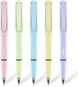 TIESOME 5 Uds Eterno Lápiz Infinito Lápices Inclinables Eternal con Borrador Escritura ilimitada, Reutilizable Infinity Pencil, No Sharpening Lápices para Niños Estudiantes