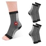 JEKUGOT 2 Pairs Neuropathy Socks Plantar Fasciitis Socks Ankle Support Brace for Women & Men, Breathable Anti-Slip Soothe Socks for Pain Relief, Sprained Ankle（Black, S/M）