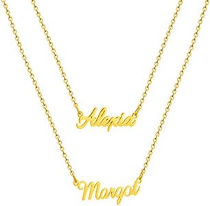 HSWYFCJY Collier Prénom Personnalisé, Collier En Couches Avec 2 Noms Personnalisable pour Femme, Collier Personnalisé Bijoux Cadeau en Or/Rose/Argent
