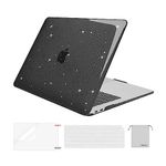 MOSISO Compatible with MacBook Air 13 inch Case 2021 2020 2019 2018 Release A2337 M1 A2179 A1932 Retina Display, Glitter Plastic Hard Shell&Keyboard Cover&Screen Protector&Storage Bag, Black