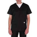 JONATHAN UNIFORM Mens Functional Tunic Scrub Tops with 4 Pockets for Doctor, Nurse, Carer, Dental Clinic, Vet (Black, XL)