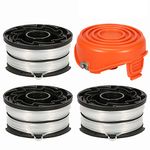 Thten String Trimmer Spools Compatible with Black and Decker DF-065 GH710 GH700 GH750 RC-065, DF-065-BKP Weed Eater Refills Line 36ft 0.065" Auto-Feed Dual Line Edger+ RC-065-P Spool Cover Cap