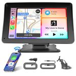 Hikity Wireless Car Stereo with Apple CarPlay & Android Auto, 7 Inch Touchscreen Portable Car Play Car Radio with Bluetooth Hands-free Calling AUX Siri