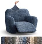 PAULATO BY GA.I.CO. Recliner Slipcover - Reclining Chair Cover - Printed Slipcovers - 1-Piece Form Fit Stretch Furniture Protector - Microfibra Print Collection - Vittoria Blue (Recliner Cover)