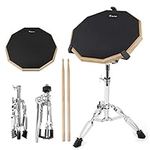 Kmise Drum Practice Pad Kit with Snare Drum Stand and Drumsticks 12 Inch Mute Silent Drum Practice Training Pad Set