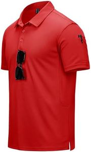 CRYSULLY Polo Shirts for Men Golf Shirt Short Sleeve Tactical Performance Polo T Shirts Dry Fit for Work, Fishing, Hiking Tomato Red 3XL