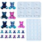 3D Bear Silicone Molds,2PCS Animal Teddy Bear Resin Moulds,Epoxy Resin Jewelry Mould for Small Gummy Casting DIY Pendant Keychain Ornament Art Craft (Pattern A 2PCS)