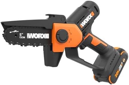 WORX Mini Chainsaw, 20V 5'' Pruning Saw, 25 ft/s Chain Speed, Only 3.49 lbs, Includes 20V 2.0 Ah Battery and Charger, PowerShare,WG326